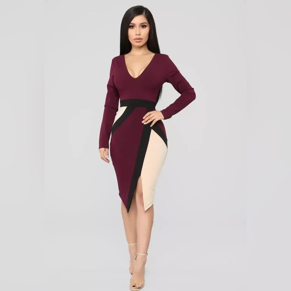 AKIRA Dresses & Skirts - Akira Chicago - Marion Color Block Asymmetrical Dress - XL